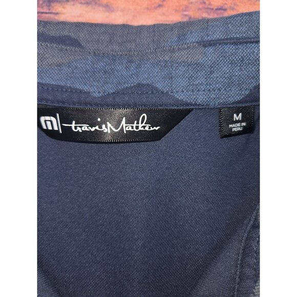 Travis‎ Mathew Mens Navy Blue Camo Print Polo Shirt Medium - Picture 5 of 7